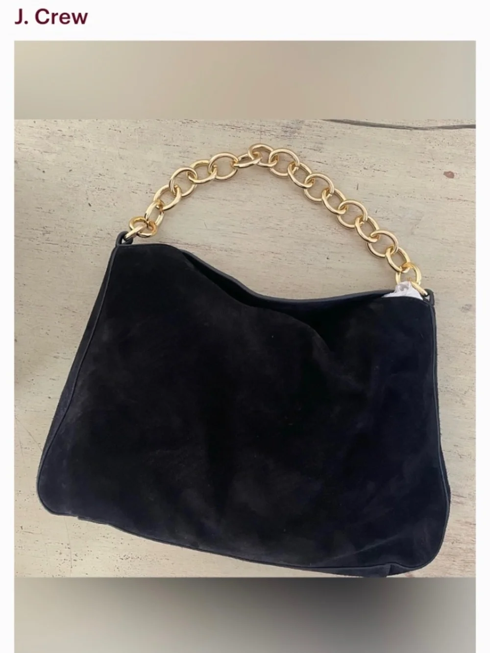 J Crew Large Berkeley Black Suede Bag
